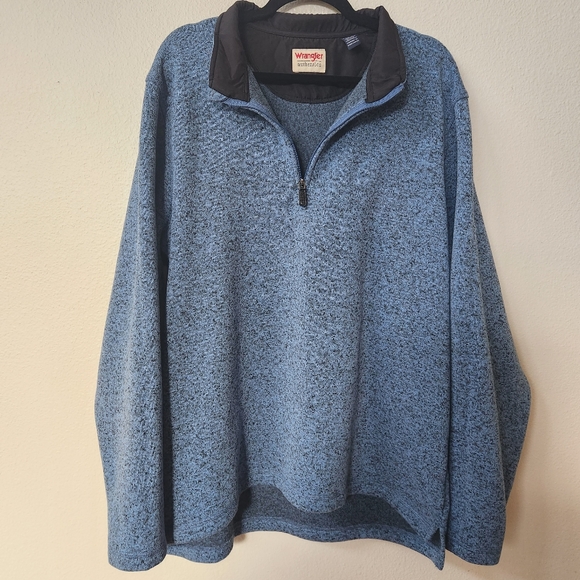 Wrangler Authentics Men's Marled Knit Pullover 1/4 Zip Sweater in Blue Size XL - Picture 2 of 9